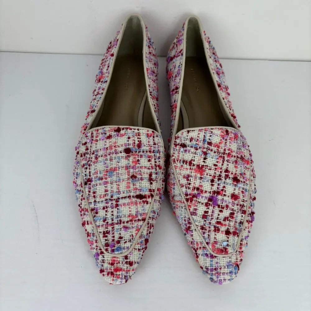 Ann Taylor Pink Tweed Flats Loafer Pointed Toe 9M